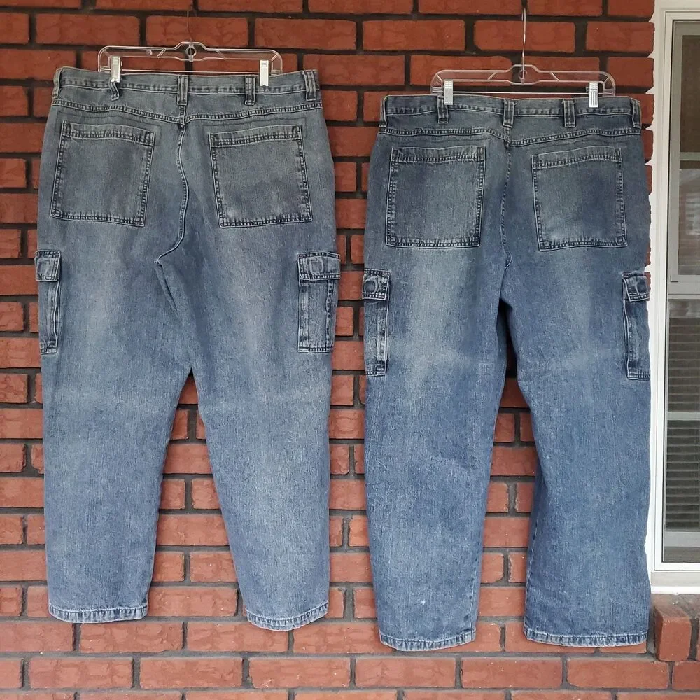 Vintage Wrangler Denim Cargo Jeans Lot of 2 Mens 42 (Fits 40 & 41 x 28.5) Faded